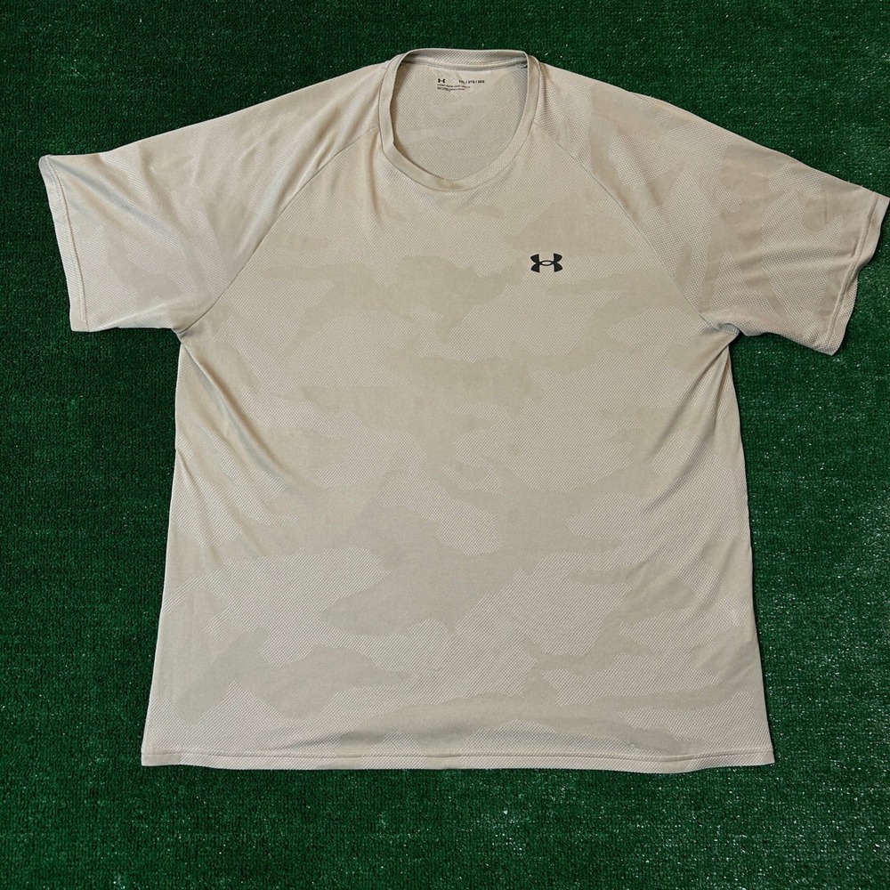 Under Armour Shirt Mens 3XL Tan Camo Loose Fit Short Sleeve Performance Tee